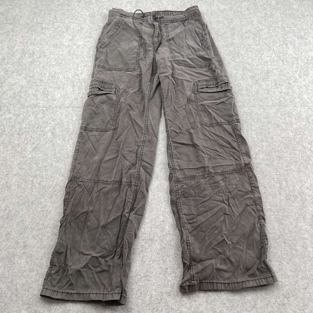 American Eagle Outfitters Cargo Pants Womens 2 (27x29) Gray Wide Leg *RED STAIN*